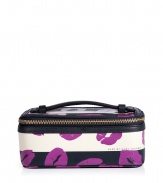 Travel with your favorite makeup essentials with this lip print covered cosmetic case from Marc by Marc Jacobs - Lip-detailed rectangular shape with zip-around closure, top handle, large compartment and mirror, leather trim - Perfect for daily use or as a thoughtful gift