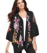Alfani's jacket is full of exotic flourishes, from it's striking silhouette to its vibrant floral print.