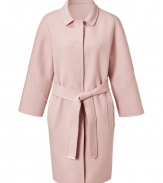 Finish your look on a feminine note with Emilio Puccis incredibly luxurious wool-cashmere coat, detailed with modern patchworked seaming and belted waistline for a flawless, modern tailored fit - Spread collar, seamed long sleeves, snapped front panel, side slit pockets, self-tie sash around the waist with engraved metal ends, patchworked seaming throughout - Loosely tailored fit - Team with a crisp white button-down, leather leggings and heels