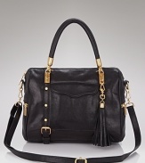 In this season's must-have shape, Rebecca Minkoff's coolly hued leather satchel defines It. Do like the style-setters and wear this lush carryall to give an all-black palette a pretty color pop.