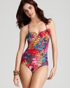 Be transformed into a South Pacific siren with this tropical print swimsuit from Nanette Lepore.