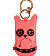Punchy in bright orange, Marc by Marc Jacobs bulldog coin purse is a cute way to liven up your look - Zip-around closure, textural PVC, gold-toned key ring with clip chain attached - An incredibly fun way to stash away your change