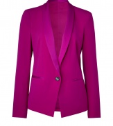 The classis tuxedo-style blazer goes bold with this neon-hued iteration from DKNY - Narrow lapels, long sleeves, single button closure, welt pockets, slim fit - Style with slim cropped trousers, a bold heel, and a simple leather clutch