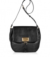 This vintage-inspired supple leather shoulder bag from Marc by Marc Jacobs is a must-have essential - Front flap with logo plaque and buckle, adjustable shoulder strap, textured leather - Perfect for daily use or off-duty chic