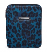 Inject a fun edge into you media collection with Juicy Coutures bright blue leopard print iPad case - Microfiber interior, metal logo plaque - Stash away in just as bold oversized printed totes