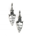 Attractive artifacts. Embellished with sparkling glass accents and set in silver tone mixed metal, RACHEL Rachel Roy's arrowhead drop earrings will look sharp whenever you wear them. Approximate drop: 1-1/2 inches.