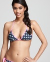 MARC BY MARC JACOBS spreads the love with this heart-printed bikini top, accented with hot pink trim. Reversible to solid navy, it's as generous in versatility as it is in charm.