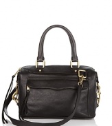 This mini shoulder bag packs a giant style punch with luxurious leather, gold tone hardware and jaunty tassel details. By Rebecca Minkoff