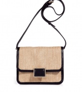 Get your style summer-ready with this chic straw crossbody bag from Marc by Marc Jacobs - Long adjustable shoulder strap, front flap with black brooch closure, square shape, contrasting black trim - Pair with a floral mini-dress, an oversized cardigan, and wedge heels