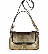 An attention-grabbing accessory for the new season, this crossbody bag from Anya Hindmarch is a metallic must-have - Front flap with dual-zip pocket, convertible carrying handle and shoulder strap, back zip pocket, metallic textured leather - Pair with a slinky cocktail frock or wide leg trousers and a silk blouse