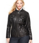 What's more luxurious than soft, supple leather? Treat yourself to an MICHAEL Michael Kors' plus size motorcycle jacket - an edgy but essential piece that you'll wear for years to come!