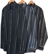 Step up your game with stripes and this long-sleeved shirt from Alfani Black.