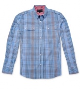 Add this military-inspired shirt from No Retreat to your arsenal of killer plaid for fall.
