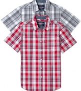 Plaid is where its at. Update your wardrobe with this fitted vintage plaid styled short sleeve shirt by Ecko Unltd.