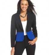 Infuse a touch of on-trend colorblocking to your office wardrobe with this fitted blazer from AGB.