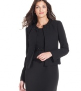 Refined crepe fabric and a subtle beaded neckline create a feminine yet understated jacket, from Kasper.