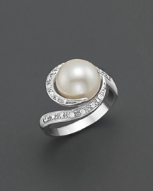 Freshwater pearl ring with diamond accents. Freshwater pearl ring with diamond accents.