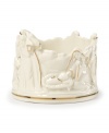 Mikasa presents the traditional Nativity scene in simple elegance. Crafted in porcelain with golden accents, the addition of a glowing candle will make it even more special.