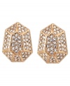 Asymmetrical allure. A unique geometric shape sets apart these stylish stud earrings from Vince Camuto. Embellished with glittering faceted crystals, they're crafted in rose gold tone mixed metal. Approximate diameter: 3/4 inch.