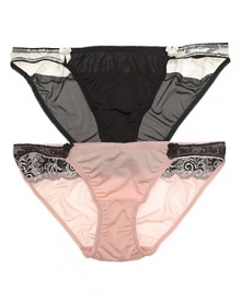 A silky soft bikini with delicate lace detail at hips and back for a girlish touch.