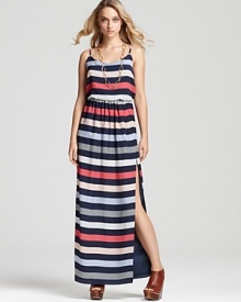 Work a vivid color palette on your island escapade in this BCBGeneration maxi dress with climbing side slits, endlessly chic for a day spent exploring the boutiques.