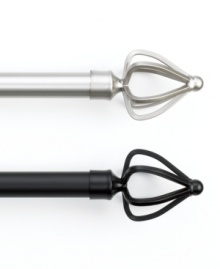 Decidedly modern, the Hudson curtain rod set frames your view in sleek sophistication. Choose from two refined hues: satin nickel and bold black. Decidedly modern, the Hudson curtain rod set frames your view in sleek sophistication. Choose from two refined hues: satin nickel and bold black.
