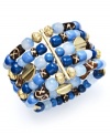 Add a touch of the latest trends with a chic nautical-inspired style. Lauren by Ralph Lauren's five-row bracelet features varying shades of blue resin beads. Set in brass tone mixed metal. Approximate diameter: 2-1/4 inches.