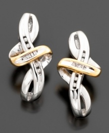 Scintillating twists of 14k gold and sterling silver are highlighted with diamond accents on these stylish earrings. Approximate drop: 3/4 inch. Scintillating twists of 14k gold and sterling silver are highlighted with diamond accents on these stylish earrings. Approximate drop: 3/4 inch.