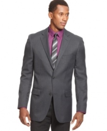 Pull your whole look together with this classic navy textured blazer from Alfani RED. Pull your whole look together with this classic navy textured blazer from Alfani RED.