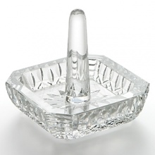 A delicate way to safeguard a treasured symbol of love, the Lismore Square Ring Holder adds style and sophistication to any vanity, dresser, even kitchen counter. The perfect place to keep wedding rings when not worn. The square base allows for additional jewelry storage. A delicate way to safeguard a treasured symbol of love, the Lismore Square Ring Holder adds style and sophistication to any vanity, dresser, even kitchen counter. The perfect place to keep wedding rings when not worn. The square base allows for additional jewelry storage.