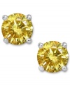 Add a pop of sunshine-bright color, in one small drop. These sparkling stud earrings feature round-cut yellow diamonds (1/2 ct. t.w.) in a four-prong setting of 14k white gold. Approximate diameter: 1/5 inch.