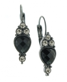 Flip the script and slip on these reverse teardrop earrings by 2028 for a modern take on classic elegance. Black multifaceted stones accented by round-cut black diamond crystal set in hematite-plated mixed metal. Approximate drop: 1-1/4 inches. Flip the script and slip on these reverse teardrop earrings by 2028 for a modern take on classic elegance. Black multifaceted stones accented by round-cut black diamond crystal set in hematite-plated mixed metal. Approximate drop: 1-1/4 inches.