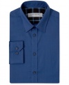 Saturated color takes this slim-fit Marc New York dress shirt to the next bold level.