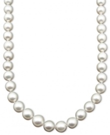 Sweet simplicity. Belle de Mer's polished strand features grade A cultured white South Sea pearls (9-11 mm) with a 14k white gold clasp. Approximate length: 17 inches. Sweet simplicity. Belle de Mer's polished strand features grade A cultured white South Sea pearls (9-11 mm) with a 14k white gold clasp. Approximate length: 17 inches.