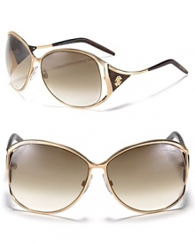 Textured metal trim add an edgy element to Roberto Cavalli's oversized sunglasses with vented temples.