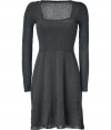 The epitome of daytime chic, this ultra-feminine knit frock from M Missoni is effortlessly stylish - Flattering square neck, long sleeves, fitted bodice, full skirt with patterned knit, semi-sheer overlay, solid underlay - Wear with an oversized cardigan, high heel booties, and a statement satchel