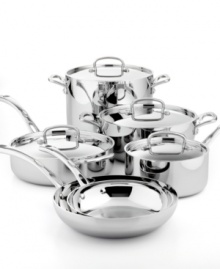Bonjour amazing meals! A three-layer design features a pure aluminum core enveloped in stainless steel for even, quick and powerful heating. Elegantly crafted with contoured handles, classic shapes & professional precision, this cultured collection transports the art of French cooking into your kitchen. Lifetime warranty. Bonjour amazing meals! A three-layer design features a pure aluminum core enveloped in stainless steel for even, quick and powerful heating. Elegantly crafted with contoured handles, classic shapes & professional precision, this cultured collection transports the art of French cooking into your kitchen. Lifetime warranty.