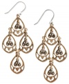 Shimmering chandelier earrings from Lucky Brand add luster to the evening. Crafted from gold-tone mixed metal and adorned with sparkling glass stones, this pair makes a glamorous statement. Approximate drop: 3 inches.