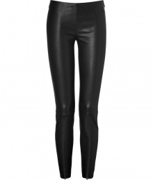 With their luxe lambskin and edgy ankle zips, Jitrois slick leather pants are an ultra chic take on one of this seasons must-have styles - Hidden side zip, exposed metal back ankle zips - Extra form-fitting - Wear with a chunky knit cashmere top and sleek ankle boots