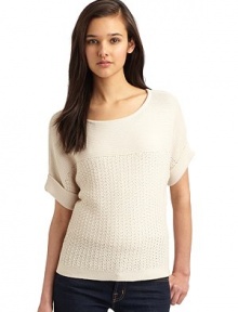 THE LOOKDolman sleeves with fold-back cuffsMixed knit designPullover styleTHE FITAbout 24 from shoulder to hemTHE MATERIAL55% cotton/45% acrylicCARE & ORIGINHand washImportedModel shown is 5'10 (177cm) wearing US size Small. 