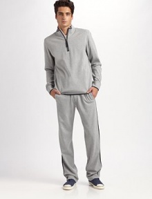 Premier comfort and style in a remarkably soft, heathered jersey knit defined by contrast tipping and a half-zip placket. Half-zip placketCottonMachine washImported Premier comfort and style in a remarkably soft, heathered jersey knit defined by contrast tipping and a half-zip placket. Half-zip placketCottonMachine washImported