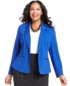 Lend instant sophistication to your look with Alfani's single-button plus size jacket-- it's a must-have staple.