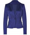 With its sharply tailored fit and timeless classic styling, Hugos oversaturated satin blazer is a business to cocktails essential - Peaked lapel, long sleeves, buttoned cuffs, single button closure, front flap pockets - Slightly shorter, tailored fit - Pair with a crisp white shirt and jeans, or dress up for work with a pencil skirt and peep-toes