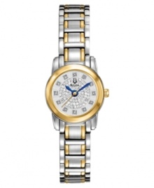 Elegant details define this two-tone steel watch from Bulova.