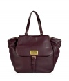 With vintage-inspired styling, this textured leather handbag from Marc by Marc Jacobs will add trend-right edge to any look - Shoulder straps, front flap with logo plaque, top zip closure, gathered side detail, pebbled leather - Perfect for daily use or off-duty cool