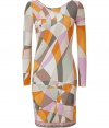 With a modern take on the classic Pucci print, this figure-hugging dress will enliven your office-to-evening style - Round neck, long sleeves, fitted silhouette, back cut out detail, all-over geometric print - Wear with wooden platform sandals and an oversized satchel