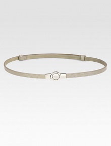 Offering everyday elegance, a skinny belt with a nickle-plated metal buckle.LeatherLength, about 26Width, about 5Imported Offering everyday elegance, a skinny belt with a nickle-plated metal buckle.LeatherLength, about 26Width, about 5Imported