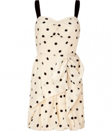 With on-trend retro styling and a playful print this silk Marc by Marc Jacobs dress makes a bold statement - Sweetheart neckline, contrast spaghetti straps, gathering at bust, front draped detailing, exposed back zip closure - Style with fishnets, an oversized cardigan, and platform booties With on-trend retro styling and a playful print this silk Marc by Marc Jacobs dress makes a bold statement - Sweetheart neckline, contrast spaghetti straps, gathering at bust, front draped detailing, exposed back zip closure - Style with fishnets, an oversized cardigan, and platform booties