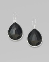 A large faceted drop of black onyx in a sterling silver setting.Black onyx Sterling silver Length, about 1 Width, about ¾ Earwires Imported 