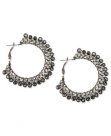 Beads add body to this pair of click-top earrings from Haskell. Crafted from hematite-tone mixed metal, the earrings feature faceted beads for a stylish touch. Approximate drop: 2 inches.